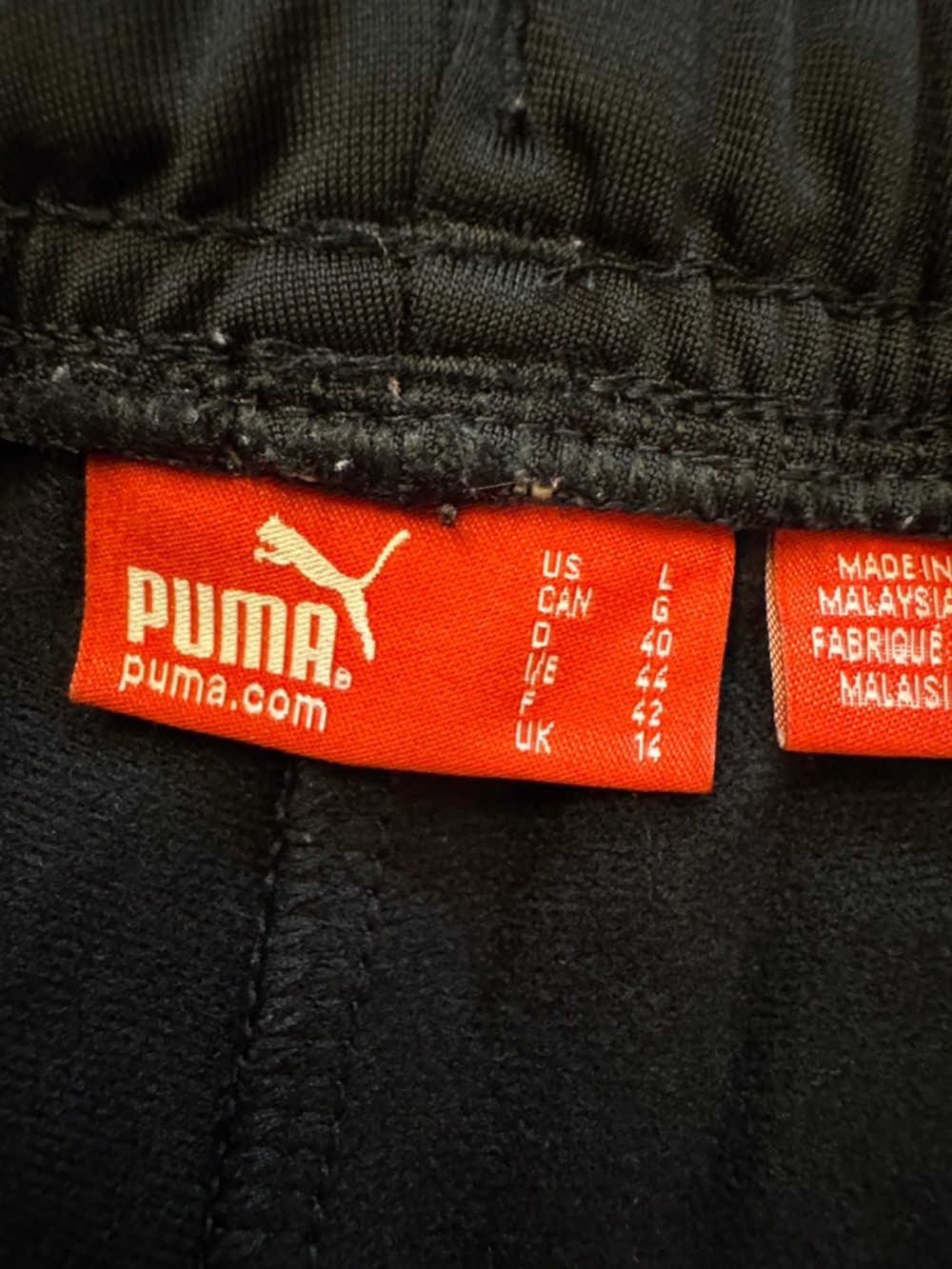 Puma Black Jogger Fleece lined Pants with White Side Stripe - Picture 2 of 2
